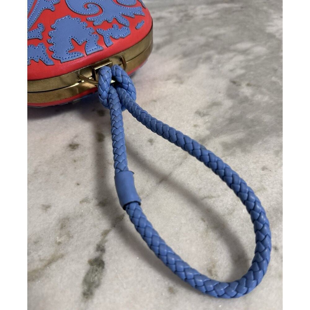 Tory Burch Blue Red Leather Dome Clutch Mini Handbag - Picture 7 of 13